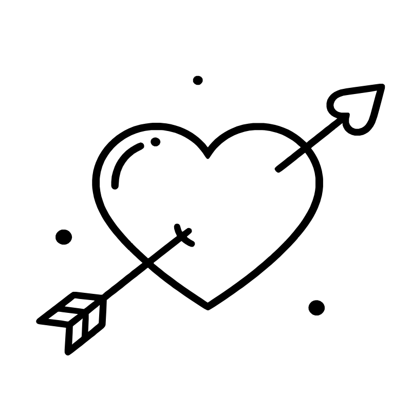 A minimalist line art illustration of a heart pierced by Cupid's arrow, thick black outlines, clean white background, vector style, simple geometric shapes, symmetrical, high contrast, professional icon design, flat aesthetic. A minimalist line art illustration of a heart pierced by Cupid's arrow, thick black outlines, clean white background, vector style, simple geometric shapes, symmetrical, high contrast, professional icon design, flat aesthetic.